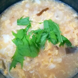 めんつゆでかんたん☆昆布と水菜の卵雑炊